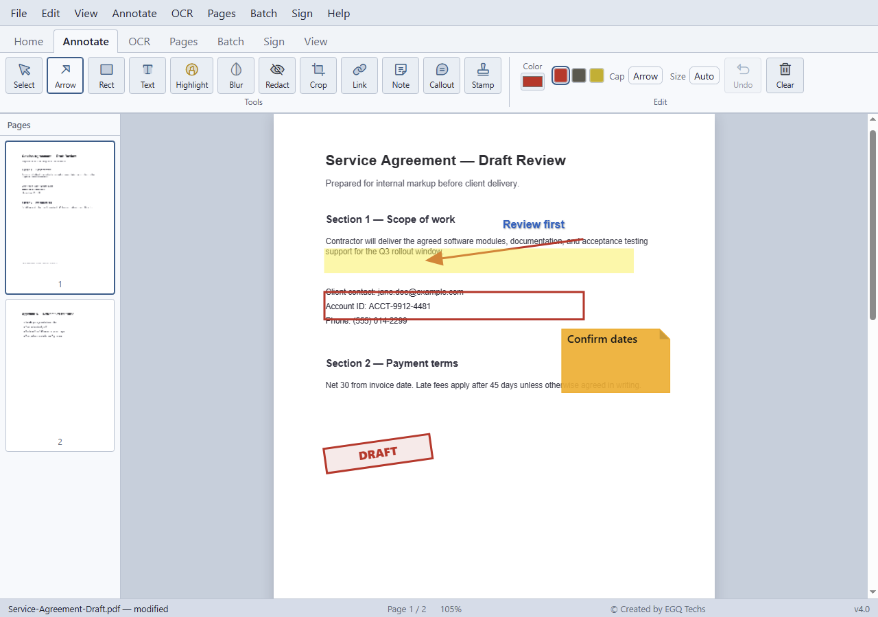 Actual PDF Editor 4.0 annotation tools